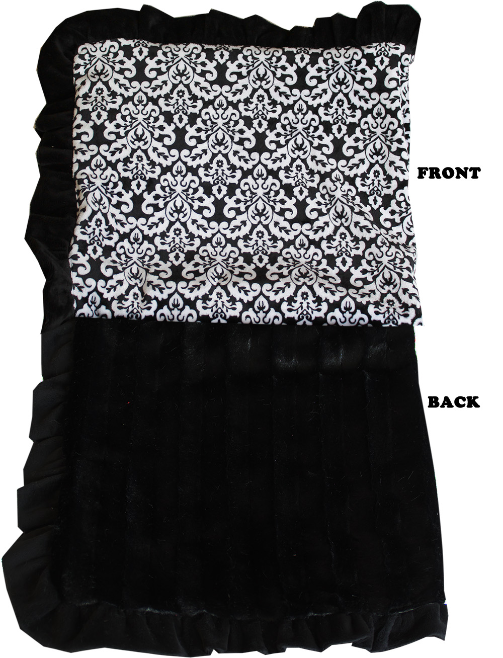 Luxurious Plush Pet Blanket Fancy Black 1/2 Size